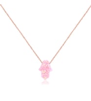 EMILIANO JEWELLERY Rose Altın Kaplama Pembe Opal Taşlı El Desenli Gümüş Kolye