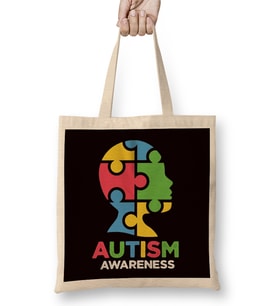 Autism Awareness Puzzle Head Autistic Support Family Health Bez Çanta Uzun Saplı