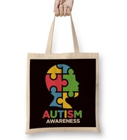 Autism Awareness Puzzle Head Autistic Support Family Health Bez Çanta Uzun Saplı