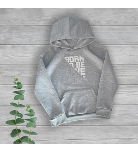 Born To Be Awesome Göğüs Baskılı Unisex Gri Oversize Sweatshirt