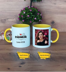 Paramedik Kupa Bardak Sarı Fotoğraflı Paramedikler Günü Tıp Bayramı Hediyesi