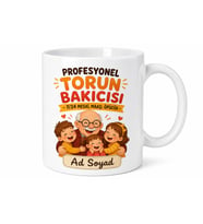 İsme Özel Torun Bakıcısı Dede Yazılı Komik Kupa Bardak Hediye