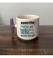 Annecim Şimdiye Kadar Sana Harika Baskılı Mor Kulplu T Kupa