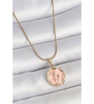 316L Çelik Gold Renk Zincir Pembe Mineli Çiçek İşlemeli Portre Model Kadın Kol - SSSSSS6429-4