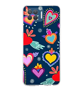 PrintiFy Oppo Reno 4 Lite ile Uyumlu Retro Color 3  Kamera Korumalı Şeffaf  Kılıf