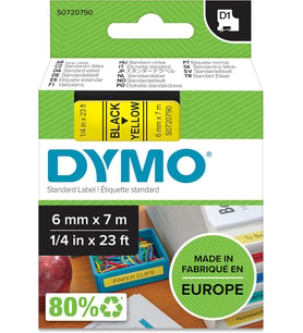 Dymo Dymo D1 Yedek Şerit, 6 Mm X 7 Mt, Sarı/ Siyah (43618)