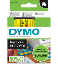 Dymo Dymo D1 Yedek Şerit, 6 Mm X 7 Mt, Sarı/ Siyah (43618)