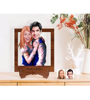 BK Gift Kişiye Özel Sevgililer Karikatürlü Ahşap Standlı 3D Biblo-36 (Beyaz)