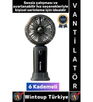 #Vantilatör Kompakt Sessiz Yoğun Üflemeli 6 Kademeli Şarjlı Turbo Mini Masa Üstü El Fanı Vantilatör