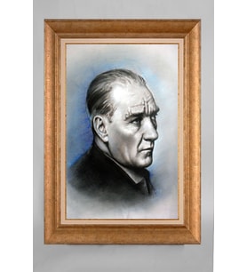 Çerçeveli Paspartulu Atatürk Tablo a362 (Gold)