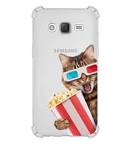PrintiFy Samsung Galaxy J5 Uyumlu Kedi 1 Baskılı Şeffaf Köşe Korumalı Antişok Kılıf