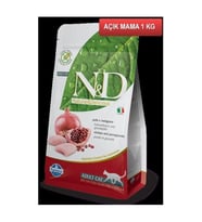 N & D  Prime  Tahılsız Tavuklu Ve Narlı Kısırlaştırılmış kedi maması 1 kg -mama kabı hediye (Mavi)