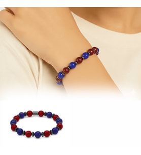 Küre Kesim Bordo Mavi Jade Doğaltaş Kadın Taraftar Bileklik M2