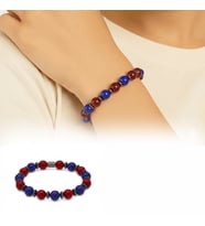 Küre Kesim Bordo Mavi Jade Doğaltaş Kadın Taraftar Bileklik M2