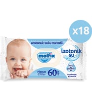 Molfix İzotonik Sulu Islak Mendil Hassas Ciltler 60'lı 18*60 1080 Yaprak