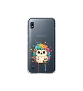 Samsung Galaxy A10 ile Uyumlu Splash Kirpi Tasarımlı Şeffaf Silikon Kılıf