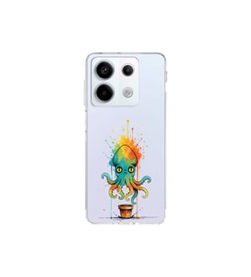 Redmi Note 13 Pro 5G ile uyumlu Splash ahtapot tasarımlı şeffaf silikon kılıf