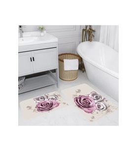 Rovigo Home Dijital Baskılı 2'li Banyo paspas Takımı RVG5049 (Bej)