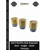 Özel Üretim Kalın Dayanıklı Şık Sunum Pasta 20'li Muffin Kek Kapsülü Seti Kağıt Gold Folyolu