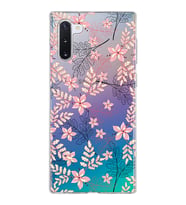 Samsung Galaxy Note 10 Kapak Floral Kırmızı Tasarımlı Şeffaf Silikon Kılıf