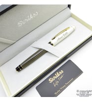 Scrikss Special İsme Özel İnci Siyah Altın Çizgili Roller Kalem