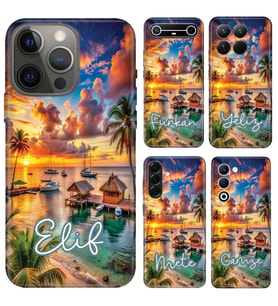 Infinix Hot Smart S5 8 9 10 12 20 20i Pro Kılıf YeniSeri Kişiye Özel İsim Yazılı Silikon Kapak Beach Summer