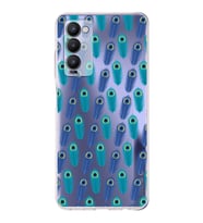 PrintiFy Tecno Camon 18P ile Uyumlu Nazar Boncuğu 4 Baskılı Kamera Korumalı Şeffaf Silikon Kılıf