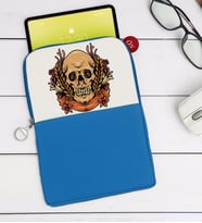 BK Gift Kurukafa Tasarımlı Taşınabilir Koruyucu Tablet Kılıfı & Organizer Çanta - Mavi-1
