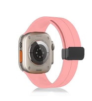 Apple Watch 44mm Kordon Magnetli Ayarlanır Silikon Kordon (Pink)