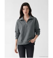 LCW Comfort Antrasit Polo Yaka Kadın Sweatshirt