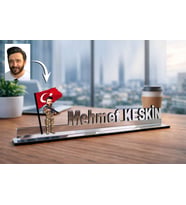 Kişiye Özel Astsubay Komutan Karikatürlü 30 cm Ayna Pleksi Masaüstü İsimlik - Askere ve Komutana Hediye Asker Hediyesi