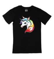 Renkli Unicorn Siyah Tişört