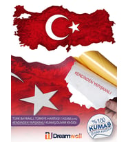 Dreamwall Türkiye Haritası, Türk Bayrağı Kendinden Yapışkanlı Duvar Kağıdı