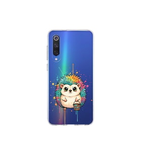 Xiaomi Mi 9 SE ile Uyumlu Splash Kirpi Tasarımlı Şeffaf Silikon Kılıf