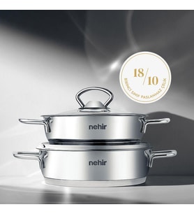 Nehir Silver Çelik 4 Parça Sahan Seti 18-20 cm (Gri)