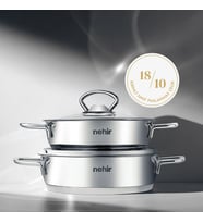 Nehir Silver Çelik 4 Parça Sahan Seti 18-20 cm (Gri)