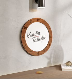 Kişiye Özel Kendin Tasarla Baskılı Ahşap Duvar Saati