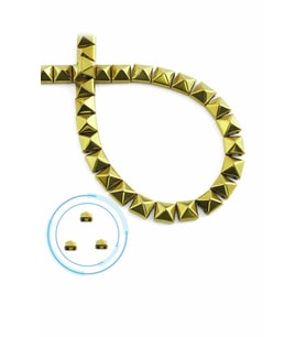 Hematit Doğal Taş Parlak Gold Kare Kesim Çift Delik 6x6mm Dizi [AA]