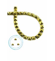 Hematit Doğal Taş Parlak Gold Kare Kesim Çift Delik 6x6mm Dizi [AA]