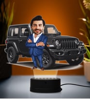 Doğum Günü Hediyesi,Sevgiliye Hediye, Kişiye Özel Fotoğraflı Jip Tasarım Karikatür 3D Led Lamba (Beyaz)