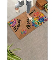 Valerine Life Mandala Turuncu Kırmızı Evimize Hoş Geldiniz Kapı Önü Paspası 45x70cm