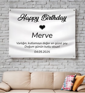 BK Gift Kişiye Özel Doğum Günü Tasarımlı Pankart Branda-3, Arkadaşa Hediye, Sevgiliye Hediye
