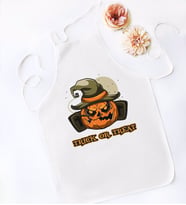 BK Gift Halloween Trick or Treat Tasarımlı Beyaz Mutfak Önlüğü-1