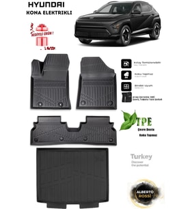 Hyundai Kona Elektrikli 2026 Araca Özel 3D Paspas Ve 3D Bagaj Havuzu