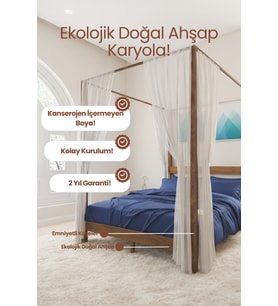 Natura Ci̇bi̇nli̇kli̇ Model Masif Ahşap Karyola Kolay Kurulum Fırınlanmış İthal Sibirya Çamı 90x200 Yatak Uyumlu