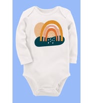 Organik Baskılı Pamuklu Unisex Bebek Body UZUNE151