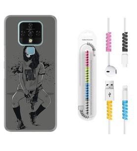 Tecno Camon 16 18P Pova 3 Pova Neo Kılıf Kablo Koruma Spiral Silikon Purest Evil 1627