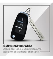 SuperCharged Uyumlu 3D Metal Paslanmaz Metal Araç Otomotiv Anahtarlığı - Siyah