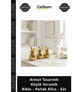 Özel Üretim Lüks Dekoratif Gold Modern Ofis Armut Tasarımlı Küçük Seramik Biblo Parlak Altın Süs
