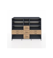 Kronos Dolap 8 Raflı 7 Çekmeceli  220x59x163 Antrasit-Antrasit/Çam